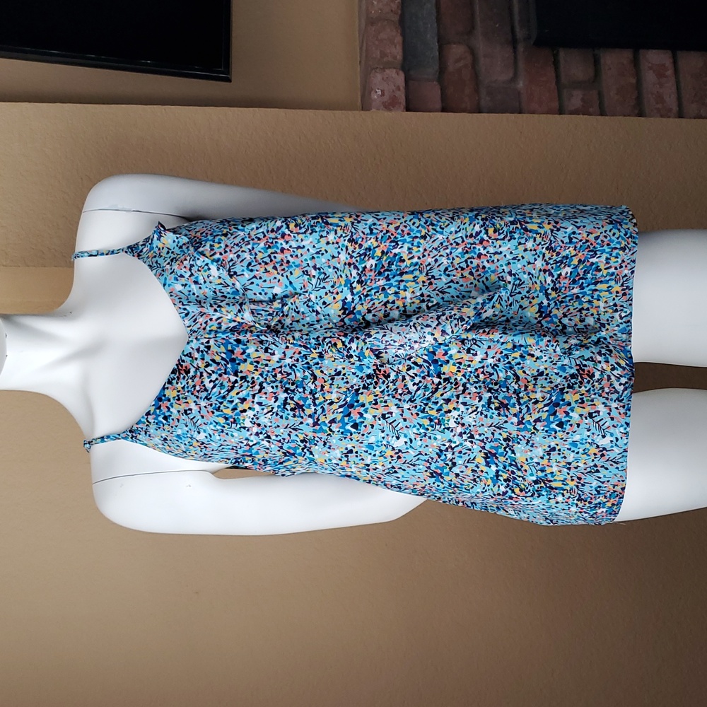 SIMPLY STYLED by SEARS Multicolor Cascade Ruffle Spaghetti Strap Top SIZE: L